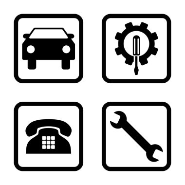 Araba Servisi düz vektör simgesi kare