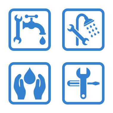 Sıhhi tesisat düz kare vektör simgesi