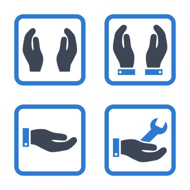 Bakım el düz kare vektör simgesi