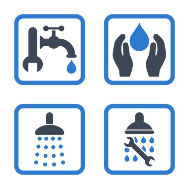 Sıhhi tesisat düz kare vektör simgesi