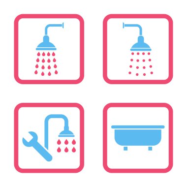 Duş banyo düz kare vektör simgesi