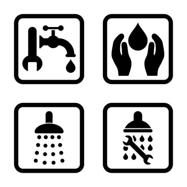 Sıhhi tesisat düz kare vektör simgesi