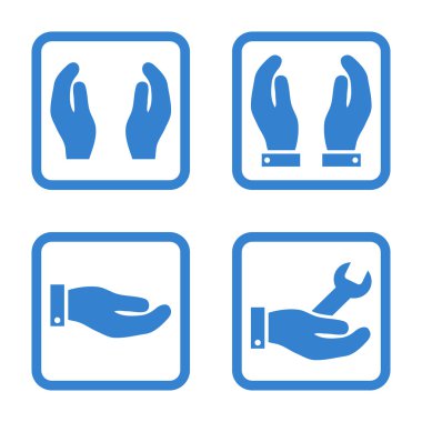 Bakım el düz kare vektör simgesi