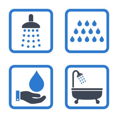 Duş düz kare vektör simgesi