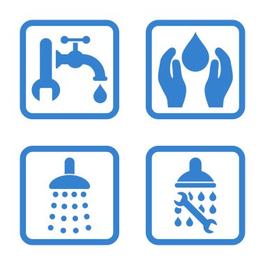 Sıhhi tesisat düz kare vektör simgesi