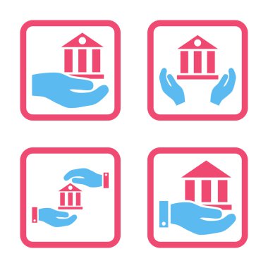 Vektör simge banka hizmet düz kare