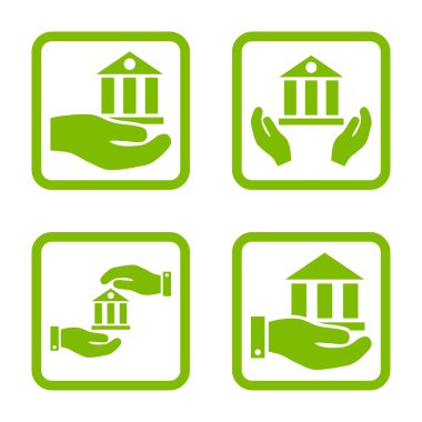 Vektör simge banka hizmet düz kare