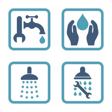 Sıhhi tesisat düz kare vektör simgesi