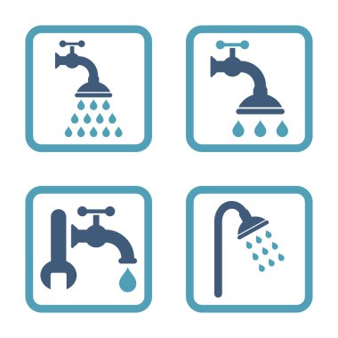 Duş sıhhi tesisat düz kare vektör simgesi