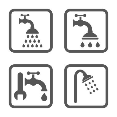 Duş sıhhi tesisat düz kare vektör simgesi
