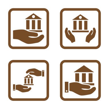 Vektör simge banka hizmet düz kare