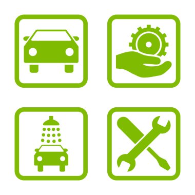 Araba Servisi düz vektör simgesi kare