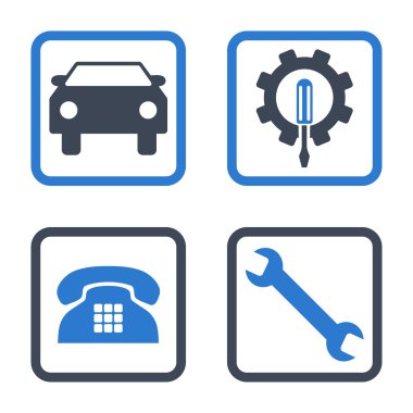 Araba Servisi düz vektör simgesi kare