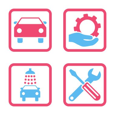 Araba Servisi düz vektör simgesi kare