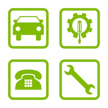 Araba Servisi düz vektör simgesi kare