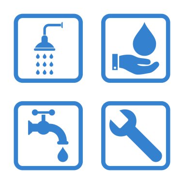 Sıhhi tesisat düz kare vektör simgesi