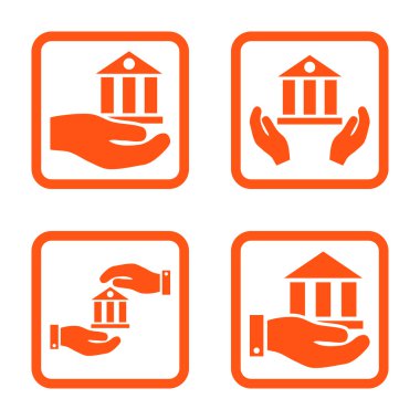 Vektör simge banka hizmet düz kare