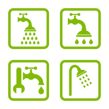 Duş sıhhi tesisat düz kare vektör simgesi