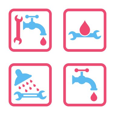 Sıhhi tesisat düz kare vektör simgesi