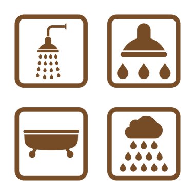 Duş banyo düz kare vektör simgesi