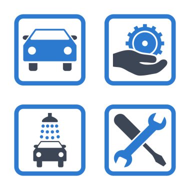 Araba Servisi düz vektör simgesi kare