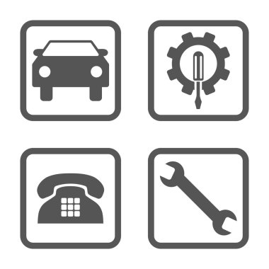 Araba Servisi düz vektör simgesi kare
