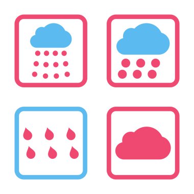 Yağmur bulutları düz kare vektör simgesi