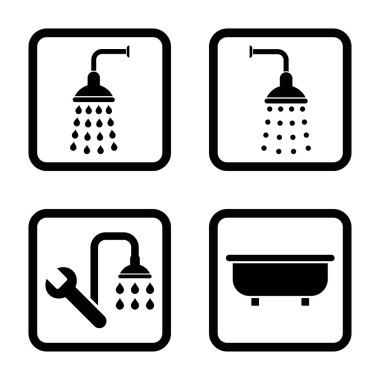 Duş banyo düz kare vektör simgesi