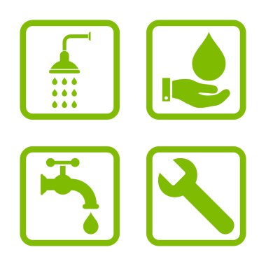 Sıhhi tesisat düz kare vektör simgesi