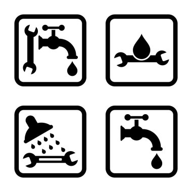 Sıhhi tesisat düz kare vektör simgesi