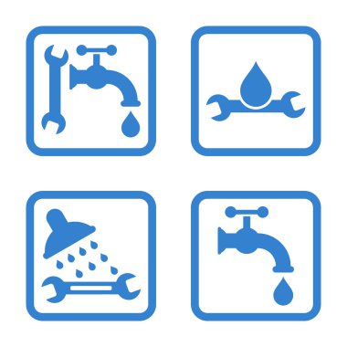 Sıhhi tesisat düz kare vektör simgesi