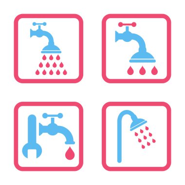 Duş sıhhi tesisat düz kare vektör simgesi