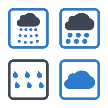 Yağmur bulutları düz kare vektör simgesi