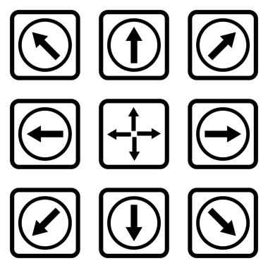 Yön okları düz kare vektör simgesi