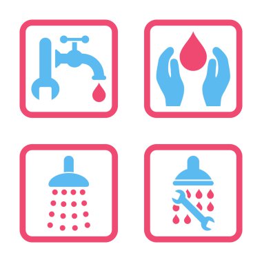 Sıhhi tesisat düz kare vektör simgesi