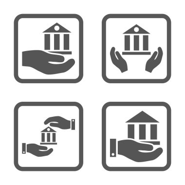 Vektör simge banka hizmet düz kare