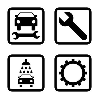 Araba Servisi düz vektör simgesi kare