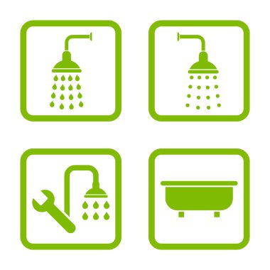 Duş banyo düz kare vektör simgesi