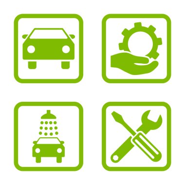 Araba Servisi düz vektör simgesi kare