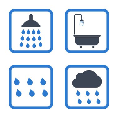 Duş düz kare vektör simgesi