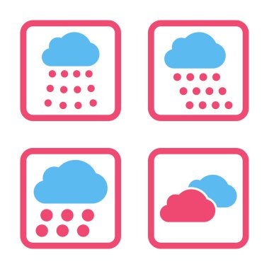 Yağmur bulutları düz kare vektör simgesi
