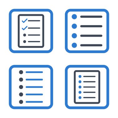 Liste öğeleri düz kare vektör simgesi