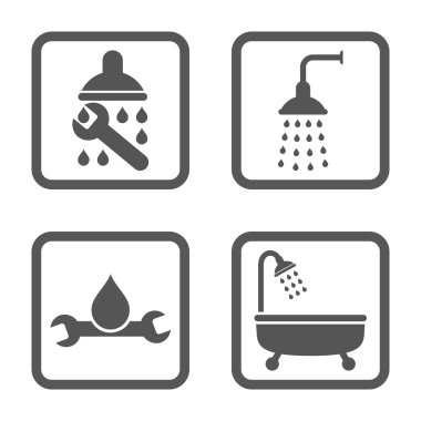 Sıhhi tesisat düz kare vektör simgesi