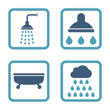 Duş banyo düz kare vektör simgesi