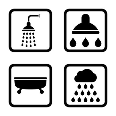 Duş banyo düz kare vektör simgesi