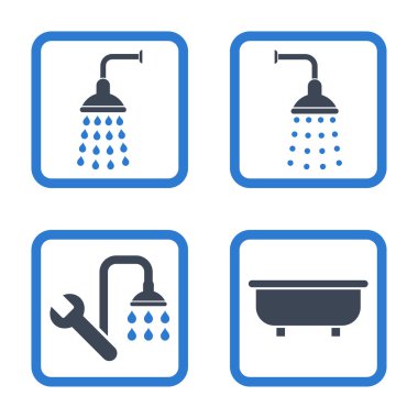 Duş banyo düz kare vektör simgesi