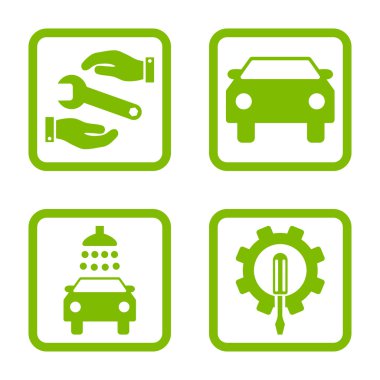 Araba Servisi düz vektör simgesi kare