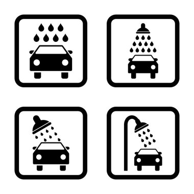 Araba duş düz kare vektör simgesi