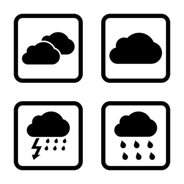 Yağmur bulutları düz kare vektör simgesi
