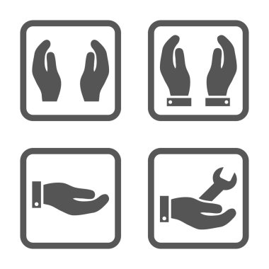 Bakım el düz kare vektör simgesi